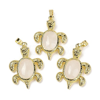 Natural Quartz Crystal & Brass Pendants KK-F887-01G-12-1