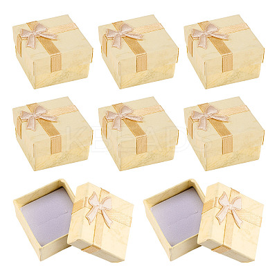 Square Paper Jewelry Ring Gift Boxes with Bowknot CON-TAC0010-80D-1