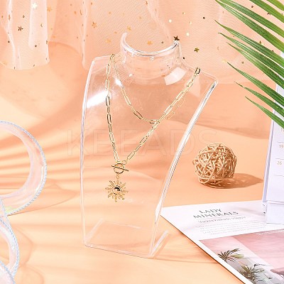 Organic Glass Necklace & Earring Standing Bust Displays NDIS-E006-2C-1