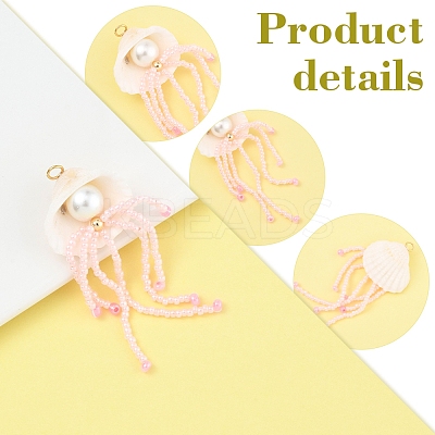 Natural Shell & Glass Pearl Big Pendants PALLOY-FS00031-1
