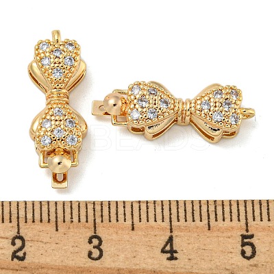 Bowknot Brass Micro Pave Clear Cubic Zirconia Box Clasps KK-N254-99G-1