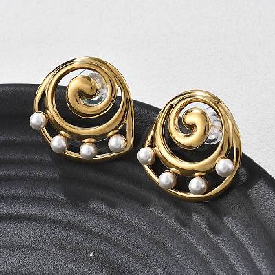 304 Stainless Steel Stud Earrings EJEW-R020-02G-02-1