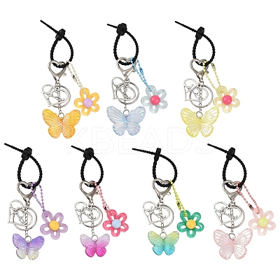 Acrylic Butterfly & Resin Flower Pendant Keychains KEYC-YW00179-01-1