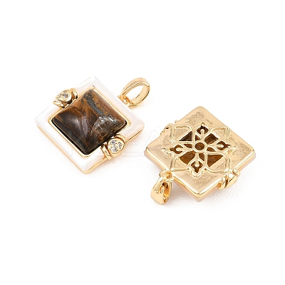 Natural Tiger Eye and Freshwater Shell Pendants KK-H538-24C-G-1