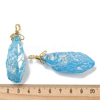 Electroplated Raw Rough Natural Quartz Crystal Big Pendants G-A229-02G-09-1