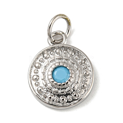 Rack Plating Brass Deep Sky Blue Micro Pave Deep Sky Blue Cubic Zirconia Pendants KK-A200-15P-1