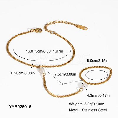 304 Stainless Steel Curb Chain Finger Ring Bracelets for Women XO2335-3-1
