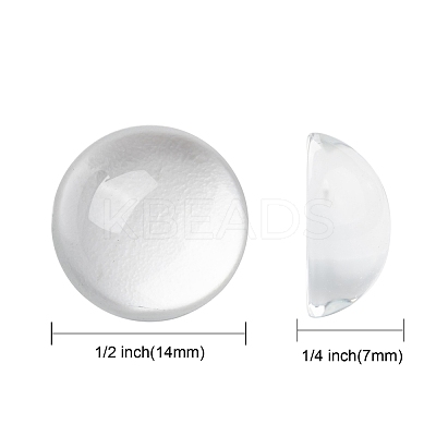 Transparent Half Round Glass Cabochons X-GGLA-R027-14mm-1