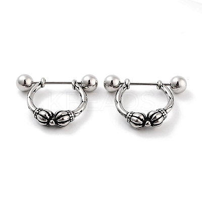 Crown 316 Surgical Stainless Steel Shield Barbell Hoop Earrings EJEW-Z050-53AS-1