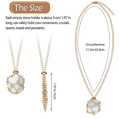 3Pcs Brass Braided Macrame Pouch Empty Stone Holder for Pendant Necklaces Making NJEW-SZ0001-67G-1