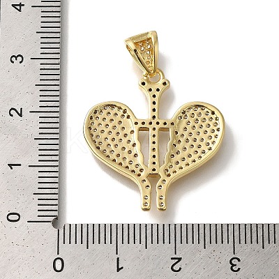 Heart Rack Plating Brass Clear Cubic Zirconia Pendants KK-U019-29G-1