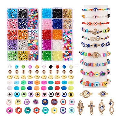 DIY Evil Eye Jewelry Making Finding Kit DIY-TA0003-71-1