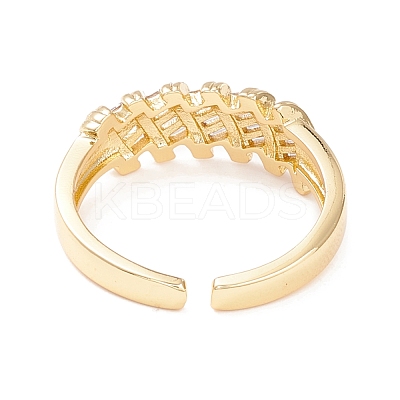 Cubic Zirconia Striped Cuff Ring RJEW-P026-04G-1