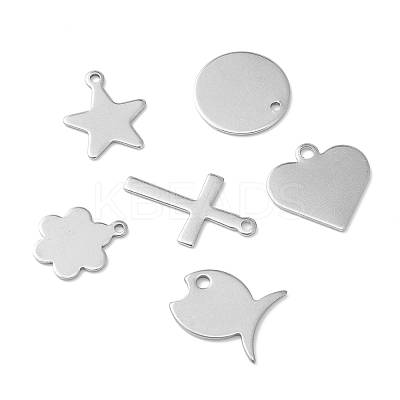 60Pcs 6 Style 201 & 304 Stainless Steel Stamping Blank Tag Charms STAS-FS0001-39-1