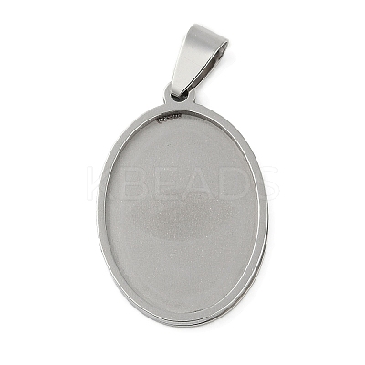 Non-Tarnish 201 Stainless Steel Pendant Cabochon Settings STAS-L279-012P-02-1
