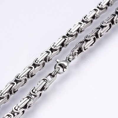 Non-Tarnish 201 Stainless Steel Byzantine Chain Necklaces LS-NJEW-F222-11P-1