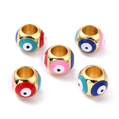 Real 18K Gold Plated Brass European Beads KK-A155-28G-A-1