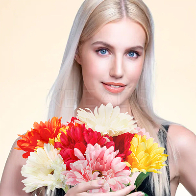 15Pcs 5 Colors Cloth & Flocking Artificial Chrysanthemum Flower FIND-WR0001-79-1