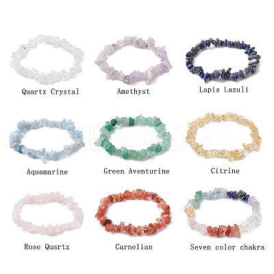 9Pcs 9 Styles Natural Mixed Gemstone Chips Stretch Bracelets Set BJEW-JB11061-1