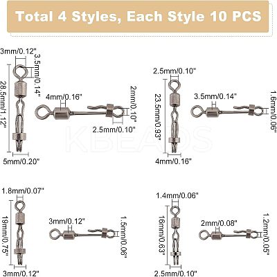40Pcs 4 Style Brass Fishing Quick Change Clip FIND-FH0004-43-1