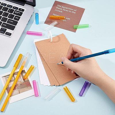 96Pcs 6 Colors Transparent Plastic Pencil Cap AJEW-CA0003-04-1