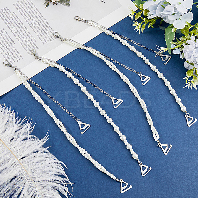 2 Pairs 2 Styles ABS Plastic Imitation Pearl Chain Non-slip Bra Straps FIND-CY0001-25-1
