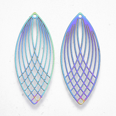 Ion Plating(IP) 201 Stainless Steel Filigree Pendants STAS-R102-20-1