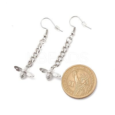 Curb Chains with Brass Charm Long Dangle Earrings EJEW-JE04963-02-1