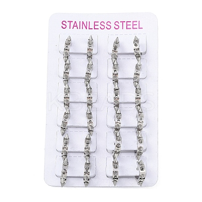 Non-Tarnish Polishing 304 Stainless Steel Spike Rivet Hoop Earrings for Women EJEW-M001-05P-1