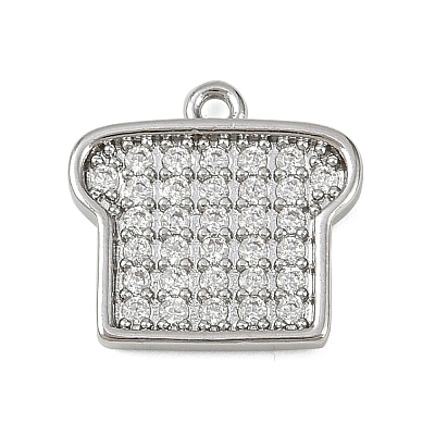 Brass Micro Pave Clear Cubic Zirconia Charms KK-L238-18P-1
