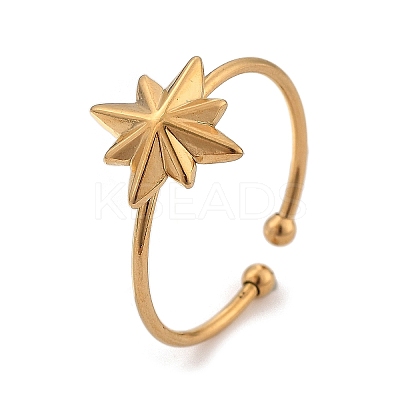 Star 304 Stainless Steel Open Cuff Ring for Women RJEW-M049-03G-1
