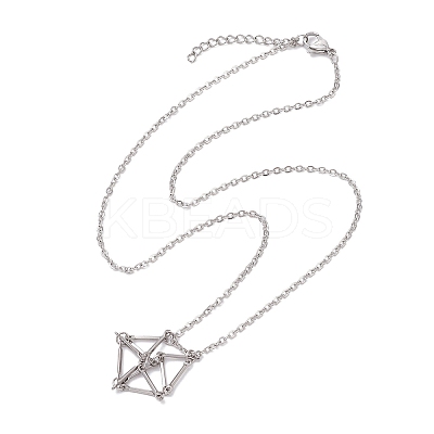 3 Pcs 201 Stainless Steel Crystal Stone Cage Pendant Necklaces NJEW-JN04750-1