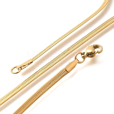 3mm Stainless Steel Flat Snake Chain Necklaces for Men Women NJEW-G160-03LG-1