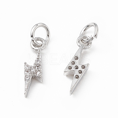 Brass Micro Pave Cubic Zirconia Charms KK-E068-VB223-1