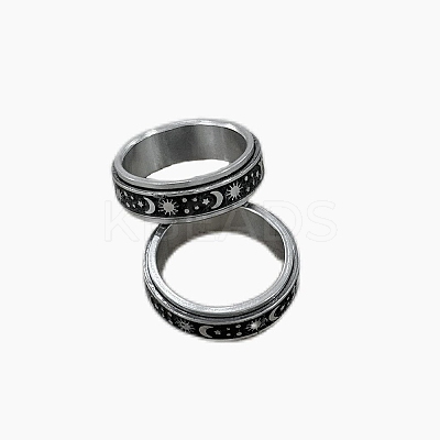201 Stainless Steel Rotating Fidget Band Ring MATO-PW0001-059B-05-1