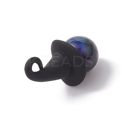 4Pcs 4 Colors Natural Tiger Eye Dyed Pendants PALLOY-TA00116-1