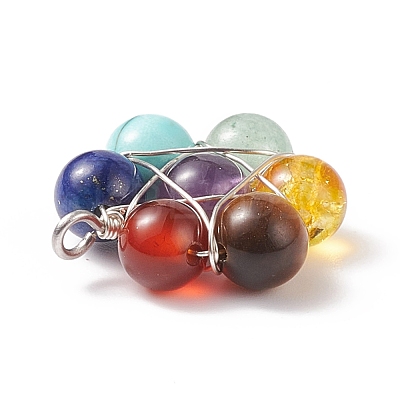 Natural & Synthetic Mixed Stone Pendants PALLOY-TA00003-01-1