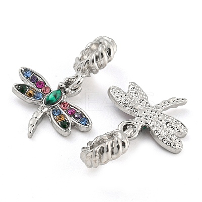Rack Plating Alloy Pave Colorful Rhinestone Insect European Dangle Charms FIND-B034-14P-02-1