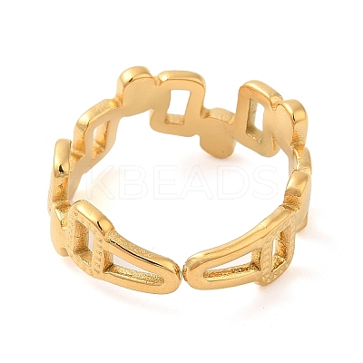 304 Stainless Steel Hollow Open Cuff Rings for Women STAS-D085-35G-1
