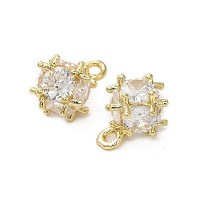 Brass Pave Cubic Zirconia Pendants KK-B142-11G-02-1