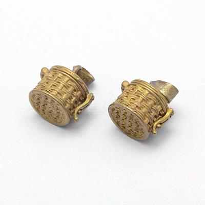 Brass Prayer Box Pendants KK-F722-29C-RS-1
