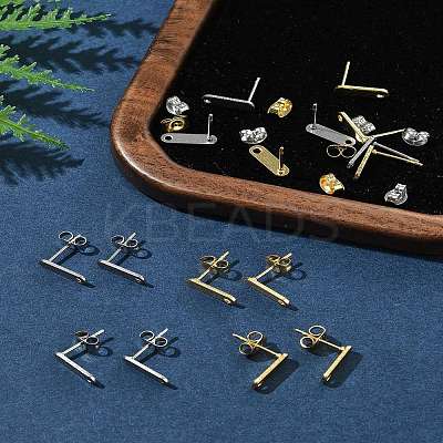 16Pcs 2 Colors 201 Stainless Steel Stud Earring Findings with Hole EJEW-FS0001-18-1