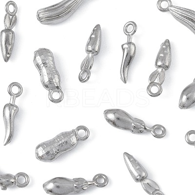 24Pcs 6 Styles Vegetables 304 Stainless Steel Charms STAS-FS0002-11-1