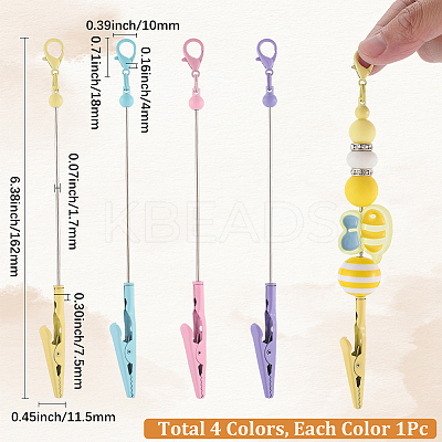 4Pcs 4 Colors Alloy Bracelet Tool Jewelry Helper Beadable Alligator Clip AJEW-SP0001-71A-1