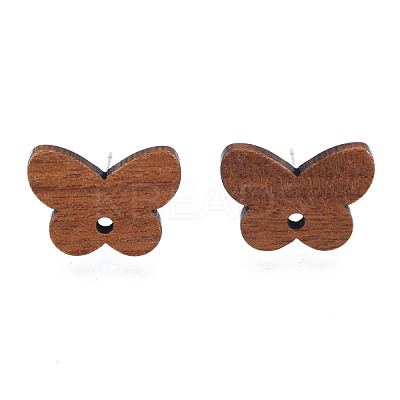 Walnut Wood Stud Earring Findings MAK-N032-051-1