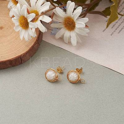 Handmade Millefiori Lampwork Earring Stud Settings and Ear Nuts EJEW-JE04418-01-1