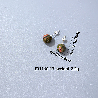 Handmade Fashion Synthetic Unakite Stainless Steel Bead Earrings Accessories for Autumn/Winter VH6205-14-1