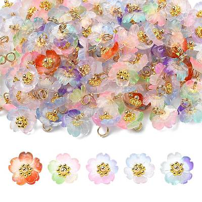 100Pcs Luminous & Two Tone Transparent Resin Charms PALLOY-CJ00112-1