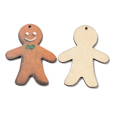 Single Face Christmas Printed Wood Big Pendants WOOD-D025-22-1