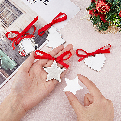 8 Sets 8 Styles Christmas Theme Sublimation Blank Alloy Pendant Decorations DIY-FH0005-64-1